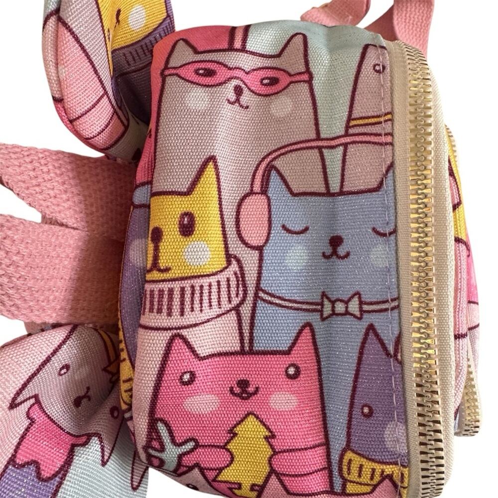NWOT Yodalp Kids Backpack Adjustable Straps Light Pink Cat Print Cat Ears Mini - Picture 4 of 7